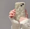 FABSPARK Case for iPhone 14 Pro Max,Cute 3D Solid Color Meteorite Bubble Water Ripple Curly Wavy Frame Case,Soft TPU Shockproof for iPhone 14 Pro Max 6.7 Inch,Cream White