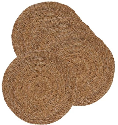 MGE - 4x Sottopiatto Rotondo in Rattan - Tovagliette in Vimini - Sottopiatti Rotondi da Tavola - Tovagliette Rotonde in Rattan - Sottopiatti Vimini - Set da 4 Pezzi - 30 cm