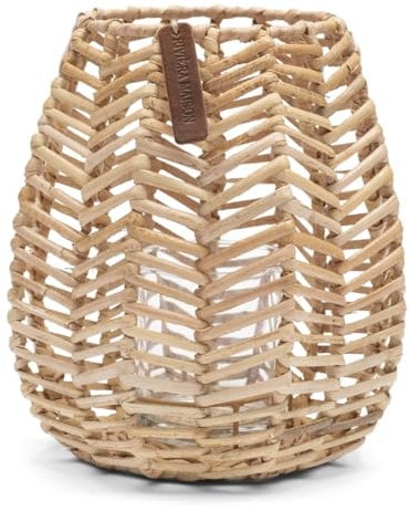Riviera Maison Teelichthalter Rattan oval, Teelichthalter rustikal (ØxH) 20x21,5 - Rustic Rattan Hexagon Votive - (ØxH) 20x21,5