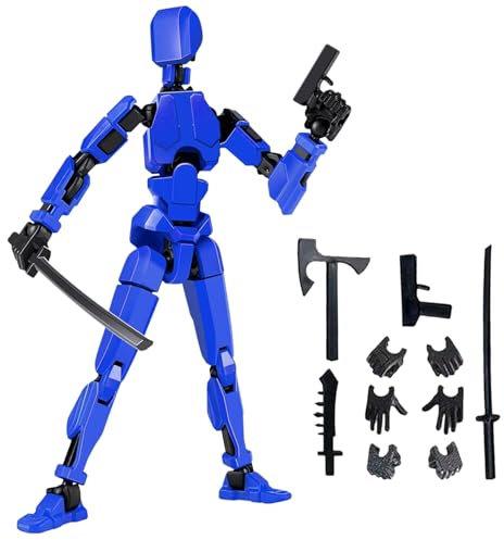 T13 Action Figures with 4 Types of Weapons and 3 Types of Hands,Actionfiguren mit Mehreren Gelenken 3D-Druck von Beweglichen Figuren, Roboter-Actionfigur T13 Roboter Puppe Junge Spielzeug