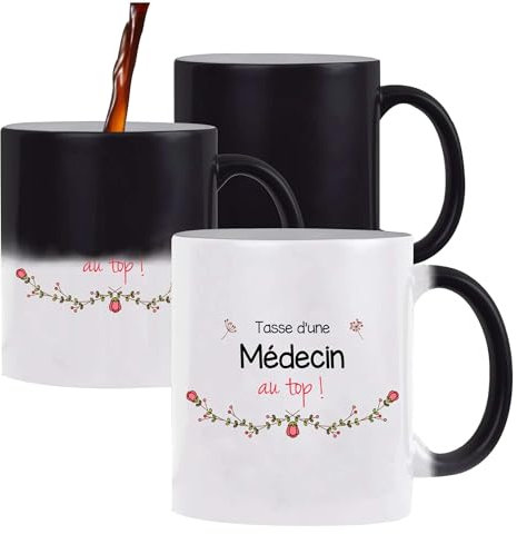 Planetee Tasse Médecin au Top Femme | Mug qui change couleur avec la chaleur | Idée Cadeau Collègue Travail Retraite