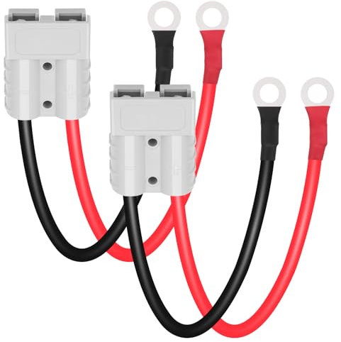 Dongge Connecteur de batterie 50A avec joint torique câble de connexion de batterie fiche de chargeur pour chariot élévateur, treuils de remorque caravanes bateaux systèmes solaires (25 cm 2 pièces)