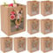 10 Pieces Brown Kraft Paper Gift Bags with Window, Paper Shopping Bags Packing Bags with Handle for Party Favor Storage, Flower Stroage, Food Storage and More (30×20×16cm)