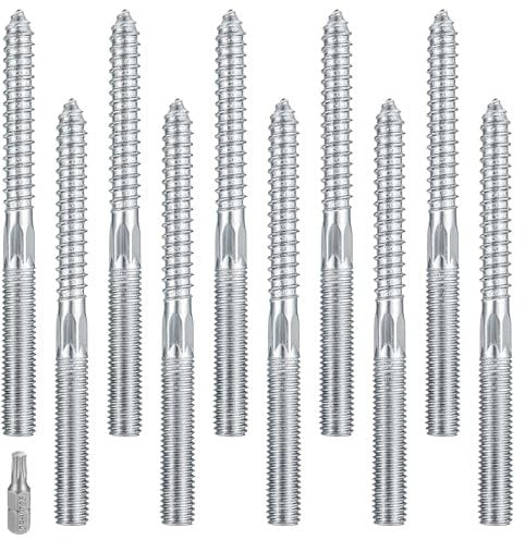 10 Pcs Vis Double Filetage, M10 Vis à Double Filetage, Boulons de Suspension Torx, Vis d'Assemblage, Vis a Bois Goujon Tige Filetée, Vis Cheville Beton à Double Extrémité de Fixation (M10x120mm)