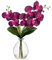 Hollyone Künstliche Orchideen Violett mit Klar Glasvase, Kunstblumen im Vase mit Real Touch Blüten, Gefälschte Orchideen Künstliche Phalaenopsis Blumen für Wohnzimmer Büro Küche Tisch