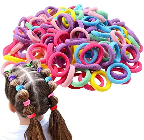 200Pcs Baby Elastics Hair Ties, Candy Color Seamless girls hairbands, Ponytail Holder Hair Accessories,Multi-colored hair bobbles for girls (Candy colours 200Pcs)