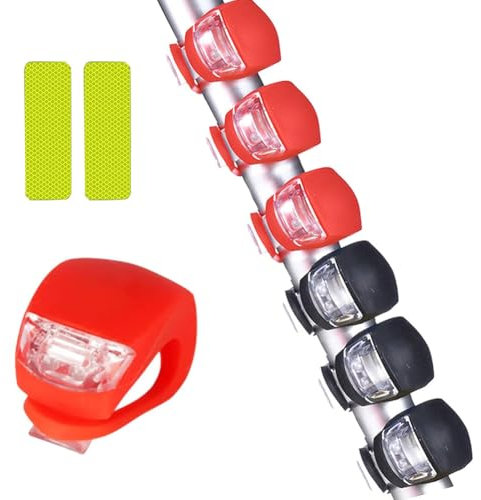Kinderwagen licht Kinderwagenlicht Silikon, 6 pcs Kinderwagen licht Wasserdichte LED Silikonleuchten mit Heller LED und 3 Leuchtfunktionen,Kinderwagen Licht LED für Kinderwagen,Outdoor, Läufer,Jogger