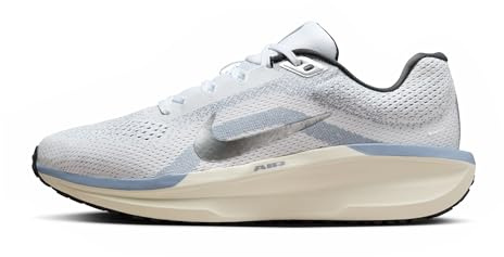 NIKE Men's Winflo 11 White/Metallic Silver-Ashen Slate Sneaker