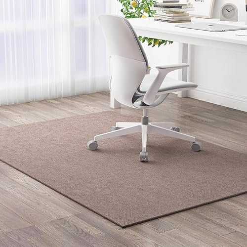 Office Chair Mat for Carpeted Floors, Floor Protectors Chair Mat Non-Slip for Gaming Rolling Chairs on Carpet,Beige Brown,90x120cm