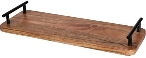 MICA Serviertablett - Holz - 40 x 5 x 15 cm - braun/schwarz