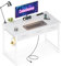 Coleshome Scrivania con Cassetti, 100x48 cm Scrivania Bianca con Portacuffie, Scrivanias Salvaspazio con 2 Prese e 2 Porte di Ricarica USB per l'Ufficio in Casa