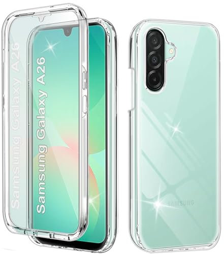 Yutwo Coque pour Samsung A26 5G Antichoc Housse pour Galaxy A26 Coque avec Protège-écran 360 Full Body Protection Etui Robuste Double Face Transparent TPU Case Coque pour Samsung Galaxy A26 5G, Clear