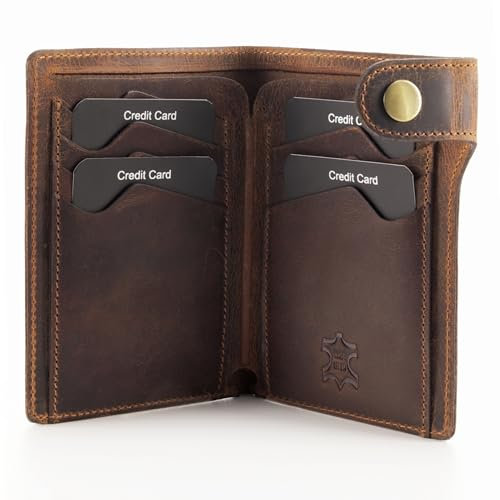 Fa.Volmer ® Porte-cartes en cuir pour carte grise de véhicule - 8 compartiments pour cartes de crédit - Étui pour cartes avec compartiment pour billets - Format portrait - En coffret cadeau | Modèle