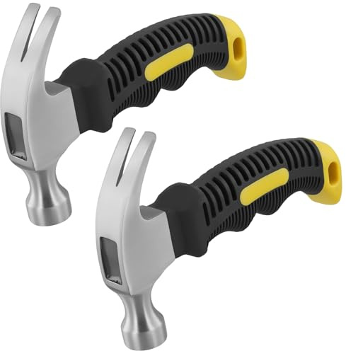 PUCSIQ 2 Stück Tragbarer Klauenhammer, 250g, Stubby Claw hammer | 155mm Zimmererhammer für Reparatur, Camping, Holzarbei