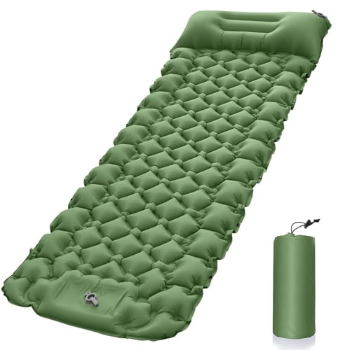 Winwj Isomatte Camping, Luftmatratze Ultraleicht mit Fußpresspumpe& Kissen, Aufblasbare Verbindbar Matratze, Tragbare Kompakte Camping Matratze Wasserdicht Isomatte für Outdoor, Picknick