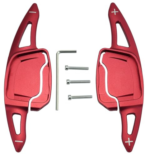 Paleta de cambio de aluminio compatible con Audi A1, A3, S3, A4, S4, A5, S5, A6, C8, S6, A7, S7, RS7, A8, S8, E-Tron 2019-2024 (Shift Paddles) para volante de cambio rojo