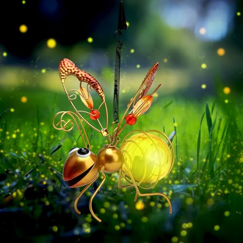 TNSLAND Bienen Solarlampen für Außen Hängend, Solar Lampions Außen Wetterfest, Bienen Gartendeko Lichterketten, Balkon Solarleuchten Garten Deko Draußen, Tiere Solarlicht Deko Garten Balkondeko