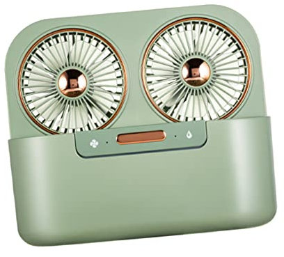 VILLCASE 1 Satz Kompakter USB Tischventilator mit Doppel Sprühnebel und Leiser Betriebsart Tragbarer Luftbefeuchter für Home Office Stunden Nano Wasserkühlung Grün