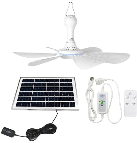 DHNDSDP Small Solar Fan Outdoor Ceiling Fans Removable Blade 6/10W Solar Panel 6v Camping Hanging Fan with Remote Controller