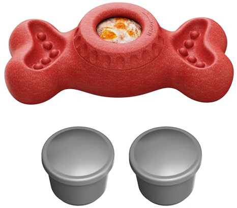 Niumowa Großes Hundekauspielzeug, gefrierbarer Leckerli-Spender | Red, food-grade, 17.4x7.5x5.7cm, 0.32kg. Durable for large/strong chewers. Stuff & freeze.