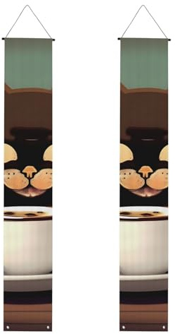 Bedrucktes Banner mit Aufschrift Coffee Cats Drink Coffee, robust, waschbar und wiederverwendbar, 30,5 x 180,9 cm, Stil 419