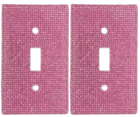Yardenfun 2 Stück Glitzernde Strass Lichtschalter Abdeckungen Rosa Dekorative Wandplatten aus Robustem Kunststoff für Bad und Küche Einfache Montage Wandschalter Abdeckung