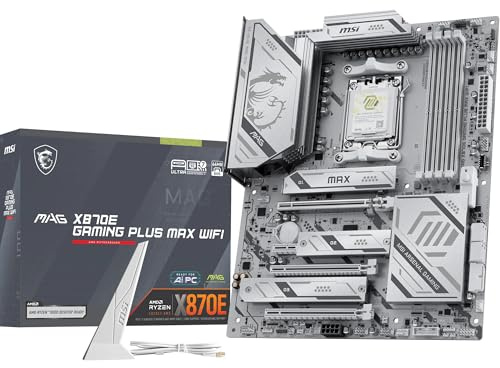 MSI MAG X870E Gaming Plus MAX WiFi Motherboard, ATX - Supports AMD Ryzen 9000/8000 / 7000 Processors, AM5 - DDR5 Memory Boost (up to 8200+ MT/s OC), PCIe 5.0 x16, M.2 Gen5, Wi-Fi 7, 5G LAN