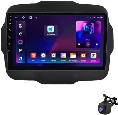 2 DIN Pantalla Radio para Jeep Renegade 2016-2020 9 Inches Android 15 Coche Pantalla Steering Wheel Controls para, 8 Core 6G+128G