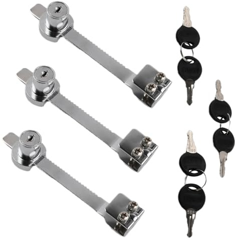 3 Pcs Briefkastenschloss mit 6 Schlüssel, Ohne Bohren Terrarium Schloss, Verstell Spindschloss Schrankschloss, Möbelschloss Drawer Lock, Glastürschloss für Vivarium Schranktüren Haushalt Büro, 27x20mm