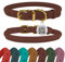 BRONZEDOG Hundehalsband aus gerolltem Leder mit QR-ID-Tag, verstellbar, weiche runde Halsbänder für kleine, mittelgroße und große Hunde, Welpen, Katzen (Cognacbraun, 40-48 cm)