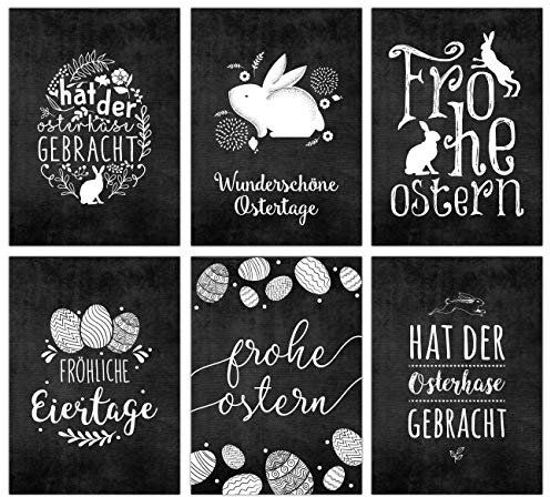 Papierdrachen Osterkarten Set Tafel - 12 liebevoll gestaltete Postkarten zu Ostern - Grußkarten Set 9