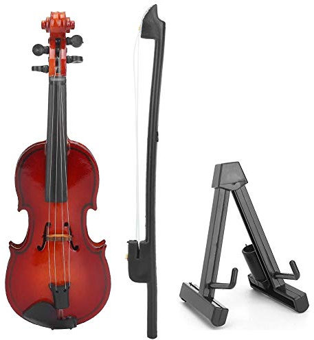 Mini Violine 1/6 Puppenhaus Miniatur Holz Instrument Violine Modell Puppenhaus Zubehör Dekoration Ornament Instrument Spielzeug(Violine)