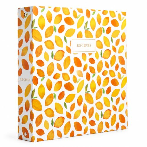 Jot & Mark 8.5 x 11 Sturdy 3 Ring Recipe Binder with Spill-Proof Clear | 50 Recipe Cards + 25 Sleeve Protectors + 5 Full-Page Sleeves + 6 Divider Tabs | 8.5x11 3-Ring