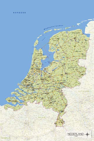 Landkarte der Niederlande - Poster - niederländische Ausführung + Ü-Poster