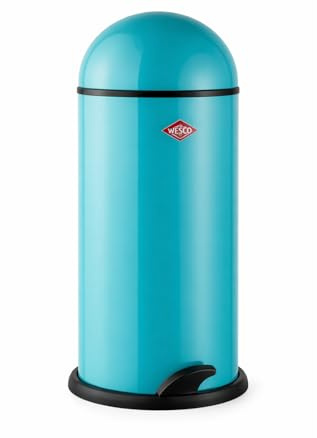 WESCO 120531-54 Capboy Tretmülleimer Max 22 Liter – Hochwertiger Mülleimer mit Fußpedal & Metalleinsatz – Robuster Abfallsammler aus Stahlblech – Farbe Türkis