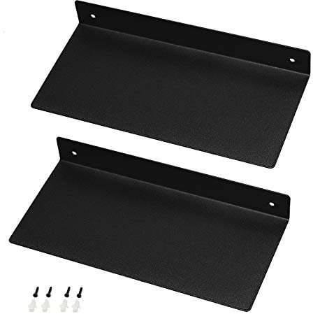 HOME COMPOSER 30cm Wandregal Metall Schwarz, 2 Stück Modern Badezimmer Rostfrei Metallregal, Schweberegale Schwimmende Stahlregale für Küche Wohnzimmer Schlafzimmer Büro