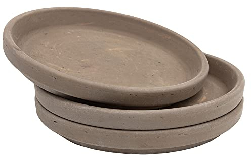 B2S BACK2SEASON Ton Untersetzer 3 Stück Made in Germany Pflanzenteller braun D=17,9 cm, 3er Set
