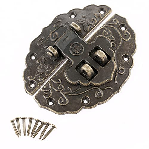XXXXW Bisagras a Tope 1 UNID Caja de latón Latch Latch Hajs Decorative Jewelry Box Lock Lock Latch con Tornillo Retro Hardware para Cajón De Muebles 56 * 44mm Armarios Bisagras