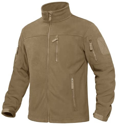 KEFITEVD Herren Relaxed Fit Fleece Jacke - Thermische Wintermäntel Warme Militärische Taktische Outdoor Freizeitmantel Mit Reißverschlusstaschen