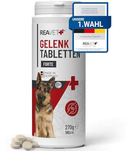 ReaVET Gelenktabletten Hund I 180 Stück für 12 Monate I Gelenke Tabletten für Hunde mit Grünlippmuschel I Für Neue Bewegungsfreude I Gelenktabletten Hund