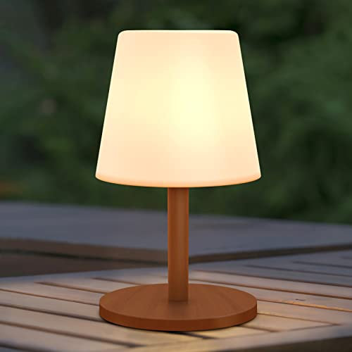 Lampara de mesa para exterior interior 3000 K 7500 K luz blanca cálida 150lm a prueba de agua IP54 lampara noche, lampara portatil para jardín mesa hotel decoración (mástil de luz: bambú)