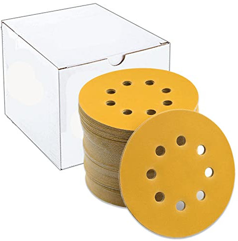 Senmai Tools 125mm Sander Disc 60 80 100 120 180 240 320 400 600 800 Grit 8 Holes, 125mm Sanding Pads for Random Orbital Sander(100Pcs)