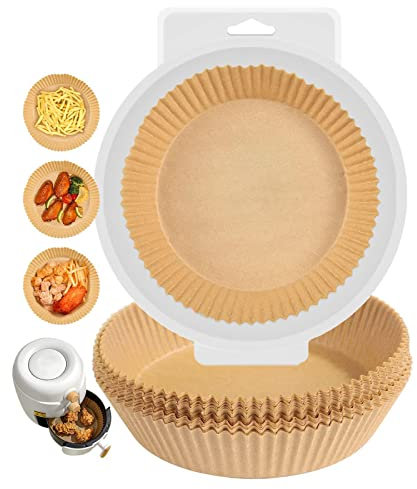 Backpapier 100 Stück Rund 16/20/23 cm Backpapier für Heißluftfritteuse Antihaft-Einweg Heißluftfritteuse Pergamentpapier Liner (23CM)