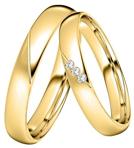 DOOSTI Trauring/Partnerring/Ehering - SWEET Yellow Silber 925/- Silber Ring - hochwertiger Silberring Gelbgold vergoldet- Damen und Herren Variante - Mit Gratis Wunschgravur