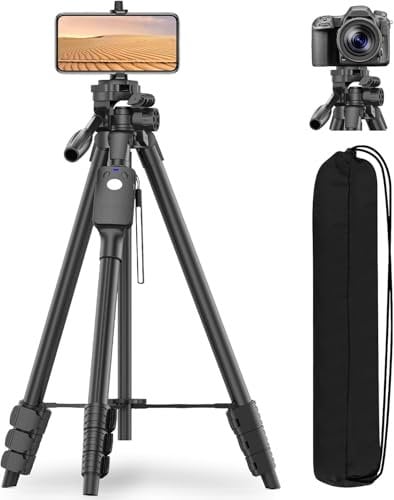 XXZU 60 Camera Tripod, Phone Tripods Stand with Quick-Release Plate, Camera Stand with Remote&Travel Bag, Mobile Phone Tripod Stand For Filming, Smartphone Tripod for iPhone/Camera/DSLR/Webcam