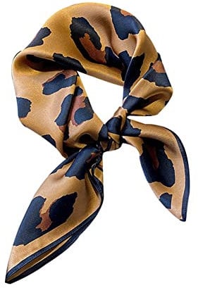 JERLA Quadratischer Schal aus 100% reiner Maulbeerseide, 68 x 68 cm, für Damen und Herren, Naturseide, Halstuch, Kopftuch, braun (leopardenmuster), 26.7”X26.7”