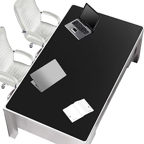 Mydours 180x90cm XXXL Schreibtischmatte aus Leder, ideal für Büro, großflächige Arbeitsunterlage, für eine komfortable und effiziente Nutzung, leicht zu reinigen (schwarz)