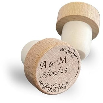 Bouchon bouteille vin Personnalisable avec gravure Texte, logo, prénom… Bouchon de liege et bois 75cl 30 mm [ Bouchon de vin personnalisé ]