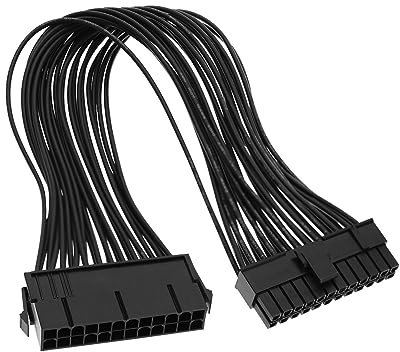 Be In Your Mind Câble d'extension d'alimentation 24 Broches Câble Gainé d'alimentation ATX pour Carte Mère Fil de Rallonge Mâle à Femelle 24 Broches (20 + 4) 32cm