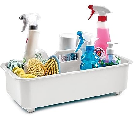 Snips Sottolavello, Organizer Sottolavello Cucina, Organizer Cucina, Porta Detersivi Salvaspazio, Cestello Sottolavello con Ruote, Colore Bianco, Made in Italy